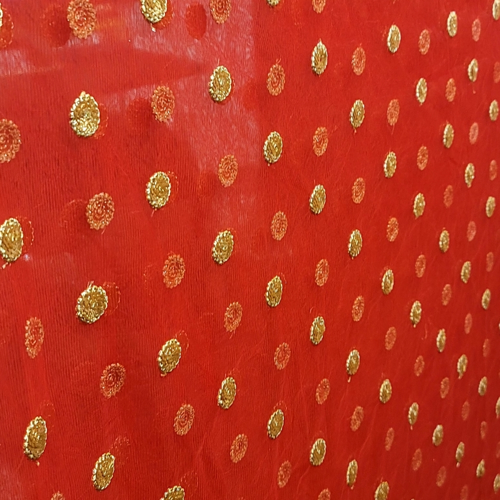 Indian Red Net Sari - image 5